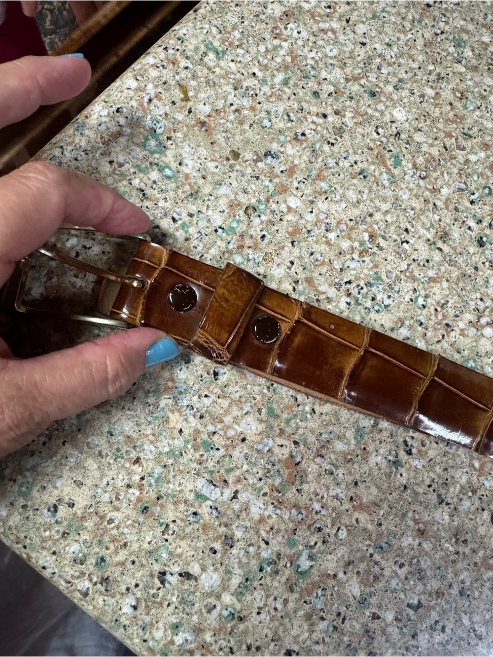 Unbranded Croc-Embossed Leather Belt in Warm Brown some wear size 40 - Picture 7 of 9
